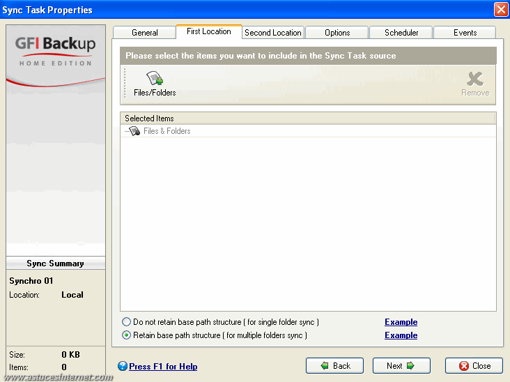 GFI Backup 2009 : Sync