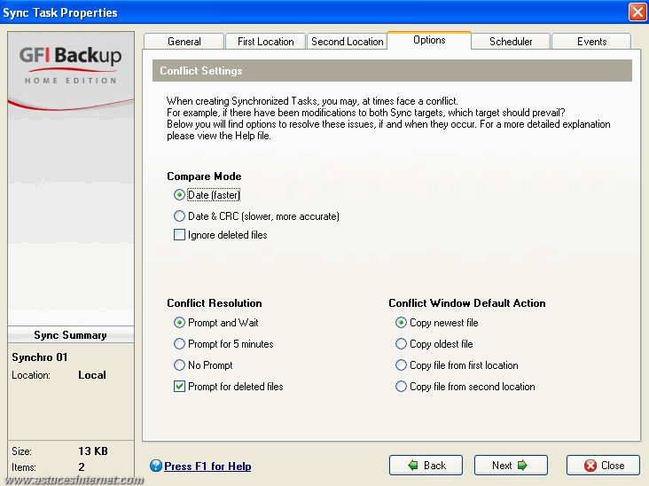 GFI Backup 2009 : Sync