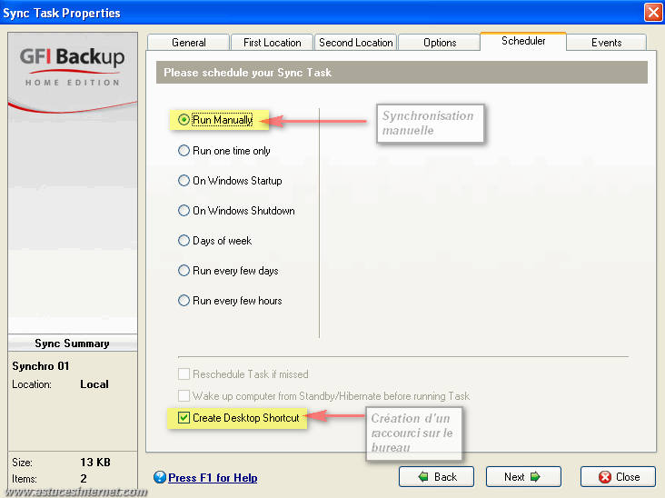 GFI Backup 2009 : Sync