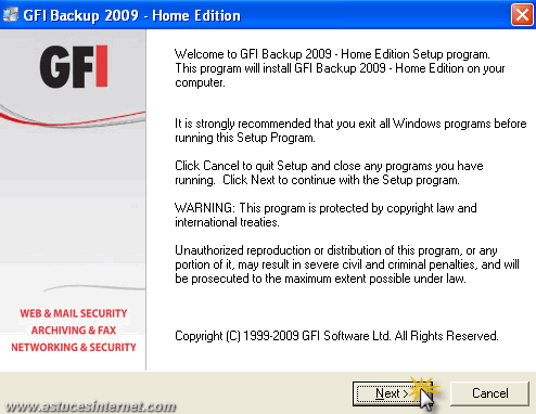 GFI Backup 2009 : Installation