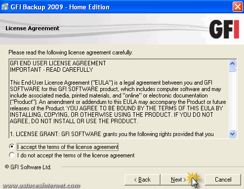 GFI Backup 2009 : Installation
