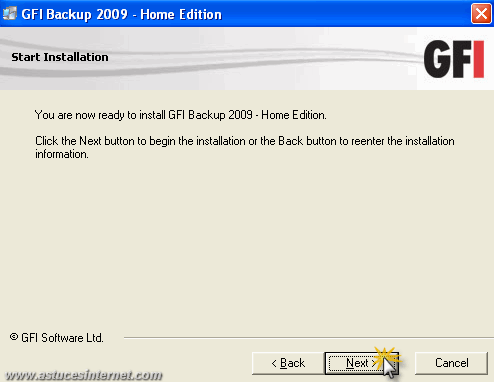 GFI Backup 2009 : Installation