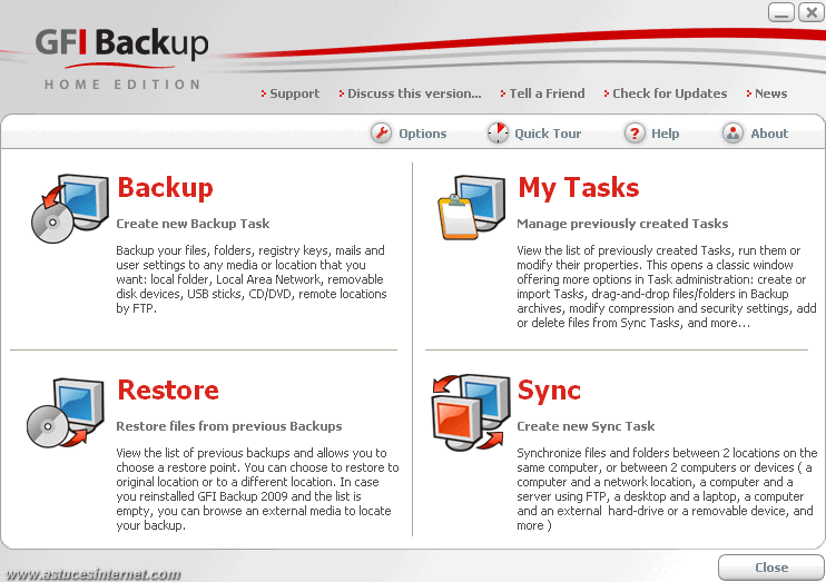 GFI Backup 2009 : Interface