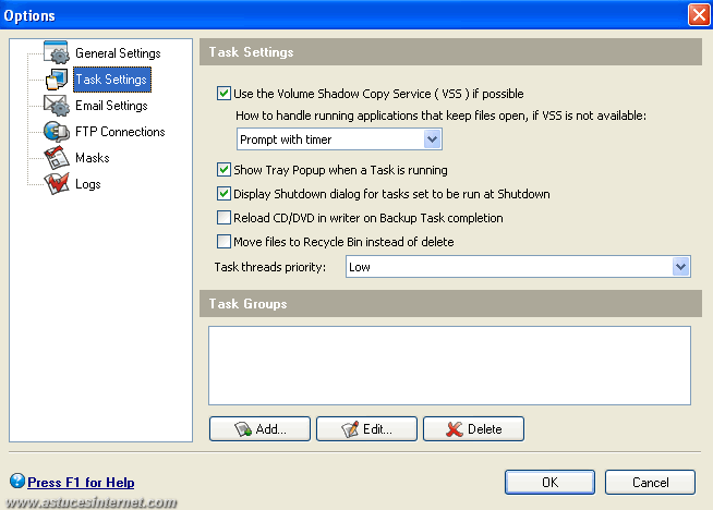 GFI Backup 2009 : Options