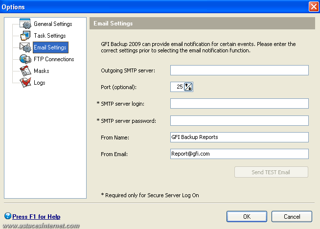 GFI Backup 2009 : Options