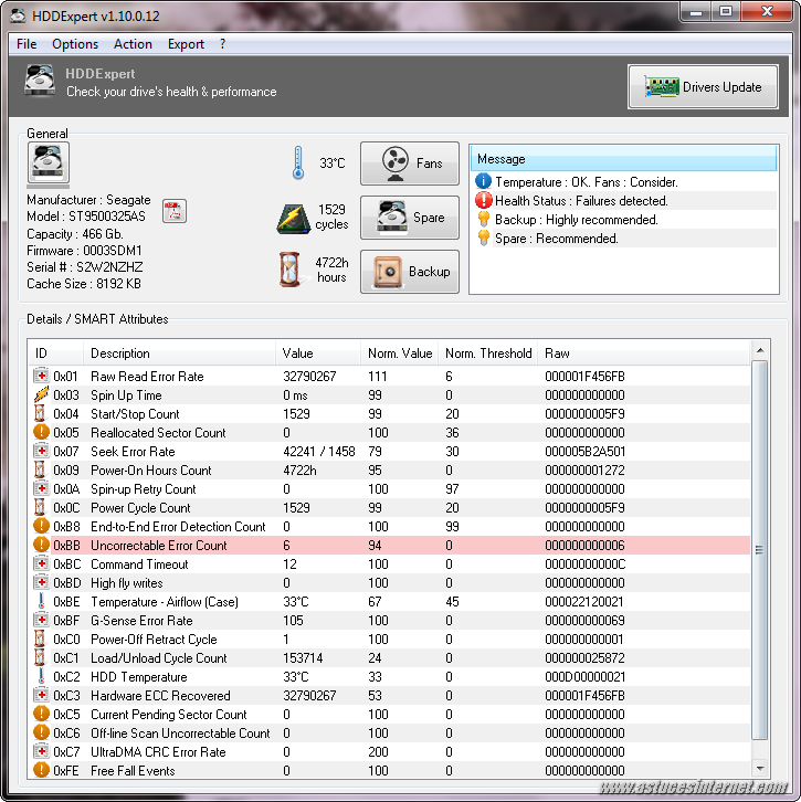 Interface du logiciel HDDExpert