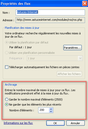 Archivage d'un flux RSS