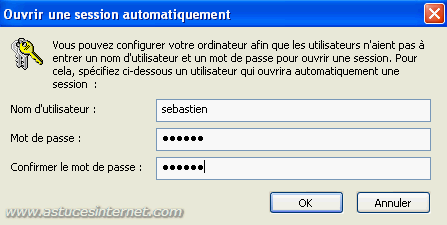 saisie des informations de connexion