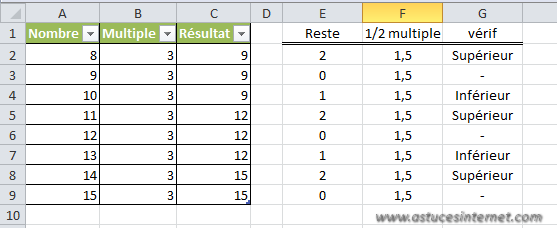 Excel : Arrondi au multiple