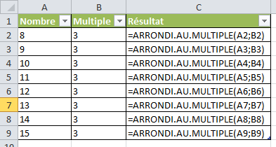 Excel : Arrondi au multiple