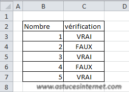 Fonction Excel - EST.IMPAIR