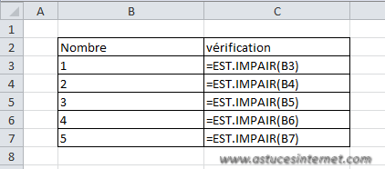 Fonction Excel - EST.IMPAIR