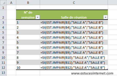 Fonction Excel - EST.IMPAIR