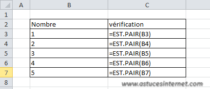 Fonction Excel - EST.PAIR