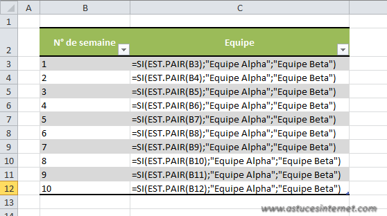 Fonction Excel - EST.PAIR