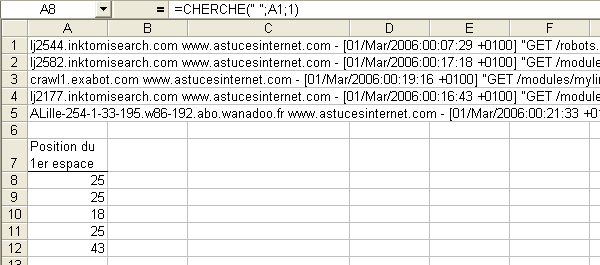 Recherche du premier espace