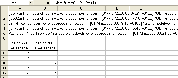 Recherche du deuxième espace