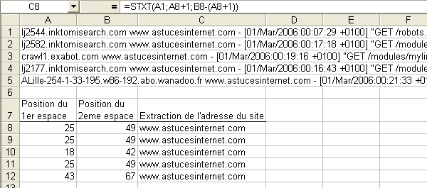 Extraction de l'adresse du site avec STXT