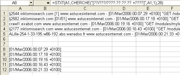 Exemple utilisation fonction CHERCHE