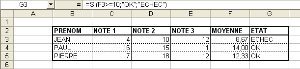 Tableau Exemple Fonction SI