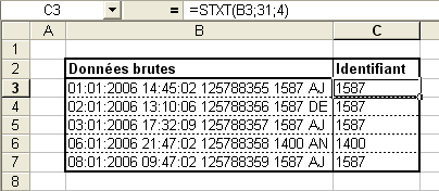 Exemple tableau fonction STXT