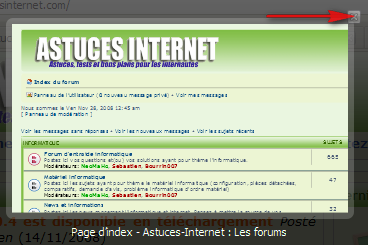 Fermer une vignette