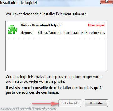 Installation de l'extension Video DownloadHelper