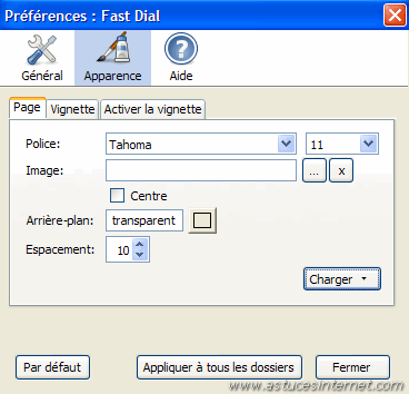 Préférences de Fast Dial