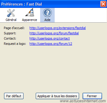 Préférences de Fast Dial