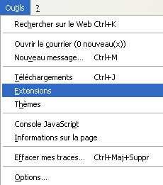 Menu Extensions de Firefox