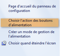 Options d'alimentation