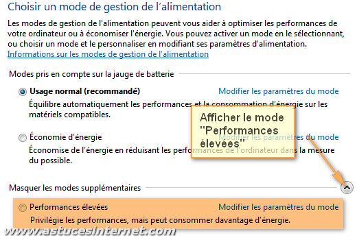 Options d'alimentation