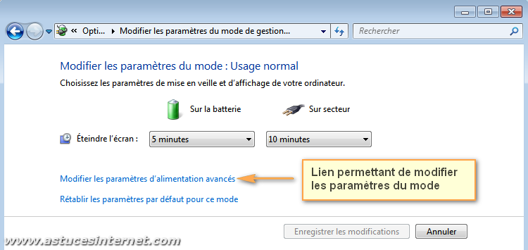 Options d'alimentation