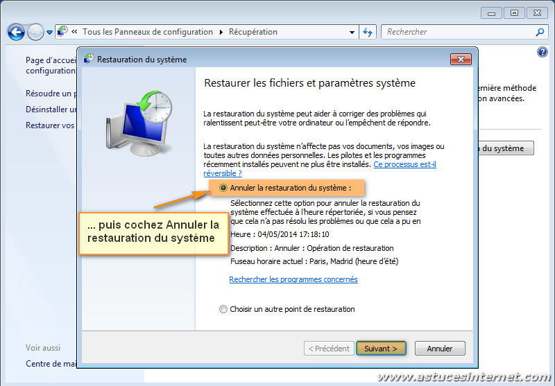 restauration système