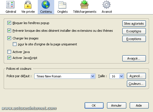 Configurer Firefox