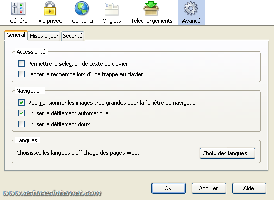 Configurer Firefox