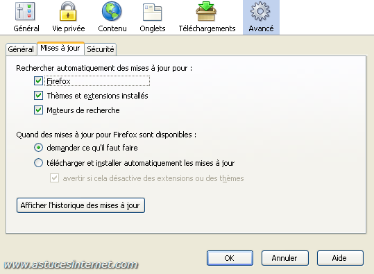 Configurer Firefox