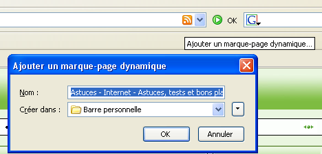 Marque page dynamique