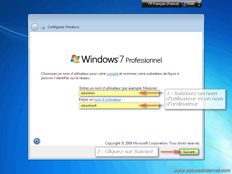Installation Windows 7