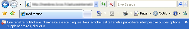 Exemple d'un blocage de popup