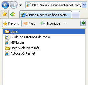 Panneau latéral des favoris
