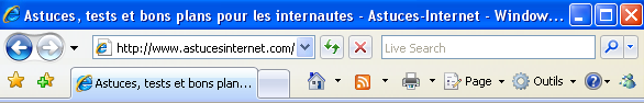 Aperçu de la barre d'outils principale d'Internet Explorer 7