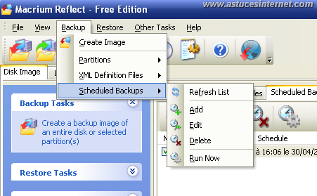 Macrium Reflect : Interface