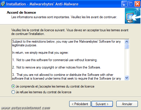 où st enregistré la clé de licence malwarebytes