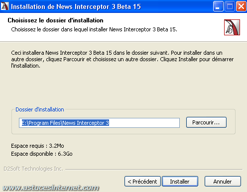 Installation de News Interceptor 3 (étape 4)