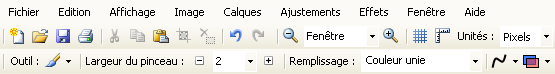 Barre d'outils fixe (partie supérieure de l'interface)