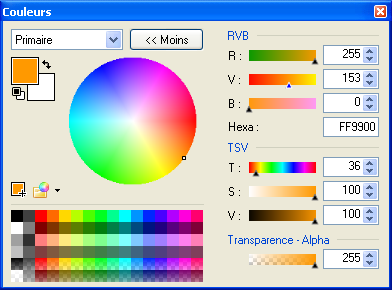 Barre flottante Couleurs (avancée)