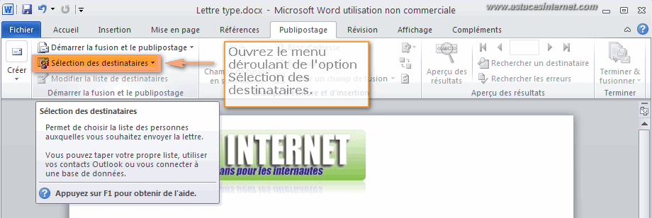 Publipostage Word 2010
