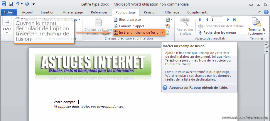Publipostage Word 2010