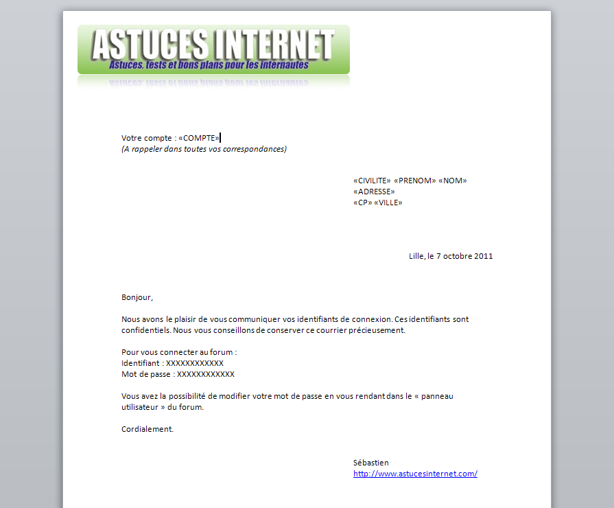Publipostage Word 2010